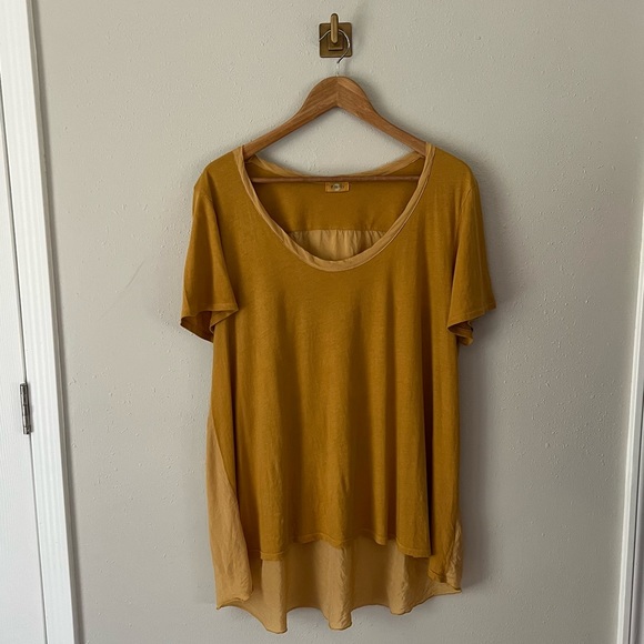 CP Shades Earth Yellow Golden Colored Cotton/Silk Flowy Tee Size Large - Picture 10 of 10
